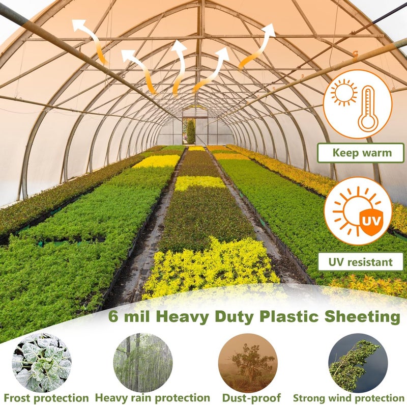 chicarry Greenhouse Plastic Sheeting, 12 x 25ft 6 mil Clear Greenhouse Film, UV Resistant Plastic Sheeting Heavy Duty, Polyethylene Green House Plastic Cover for Farms, Garden, Agriculture - Image 5